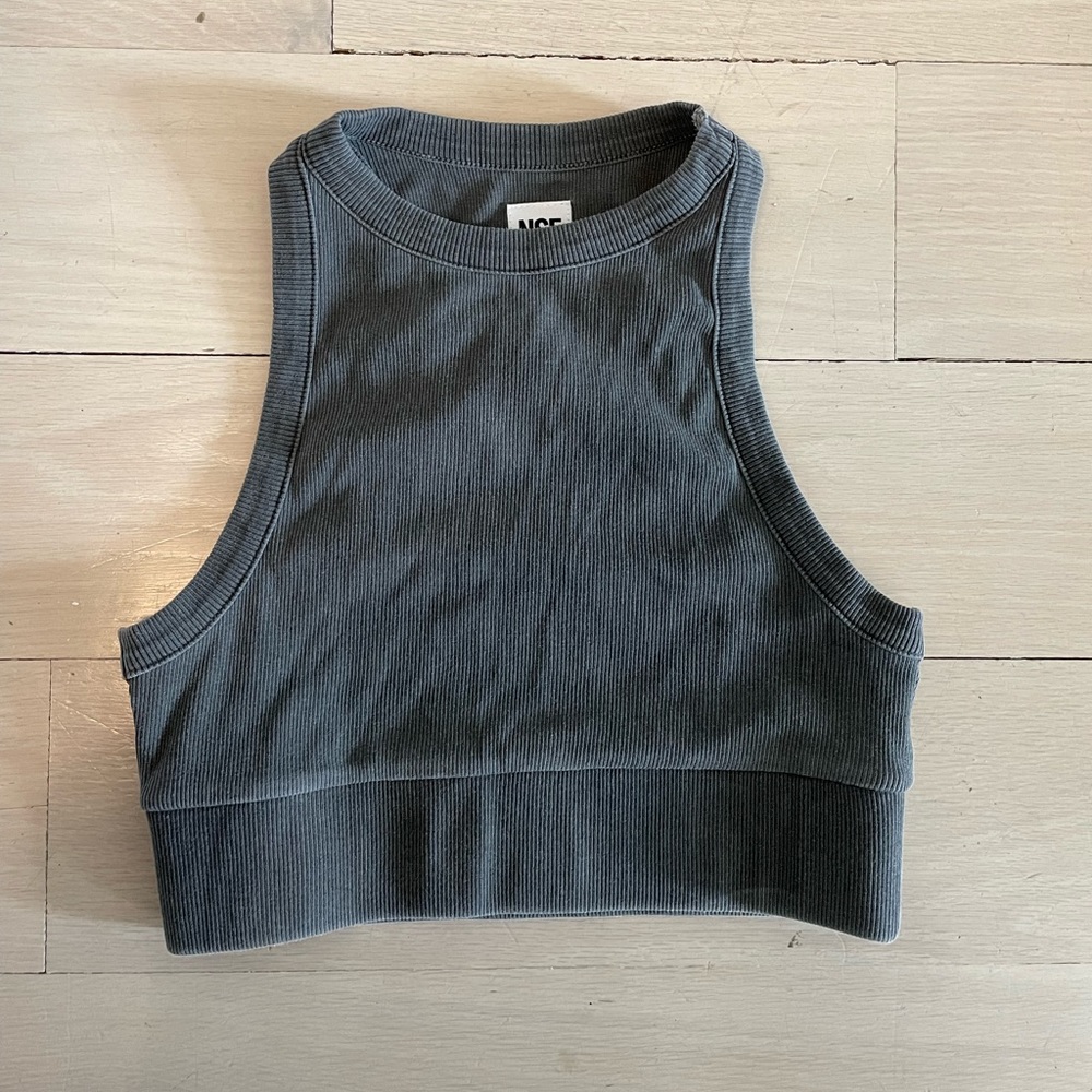 Grey NSF Cropped Racerback Tank